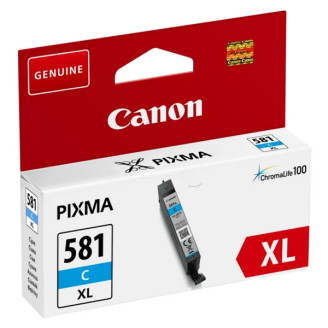 Cartus Cerneala Original Canon Cyan, CLI-581XLC, pentru Pixma TR7550|TR8550|TS6150|TS6250|TS705|TS8150|TS8250|TS9150|TS9155|TS9550, , (timbru verde 0.15 lei), 