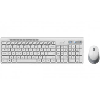 KIT wireless GENIUS, tastatura wireless 104 taste (multimedia) + mouse wireless 1200dpi, 3 butoane, BT5.3 + 2.4G, USB, alb, SlimStar 8230 331340015400  (timbru verde 0.8 lei)