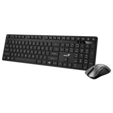KIT wireless GENIUS, tastatura wireless 104 taste (slim) + mouse wireless 1200dpi, 3 butoane, 11 taste functii multimedia, silent, AI key, black, KIT wireless GENIUS, tastatura wireless 104 taste (slim) + mouse wireless 1200dpi, 3 butoane, 11 taste functii multimedia, silent, AI key, black,