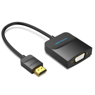 Convertor video Vention,HDMI(T) la VGA (M) si Jack 3.5mm (M),0.15m, rezolutie maxima 1080p la 60 Hz,conectori auriti, 5V/1A, invelis PVC si ABS, negru, 