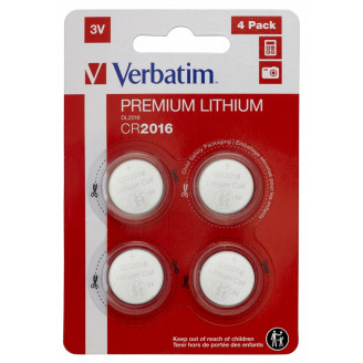 BATERIE VERBATIM, butoni (CR2016), 3V litiu, 4 buc., 