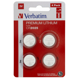 BATERIE VERBATIM, butoni (CR2025), 3V litiu, 4 buc., 