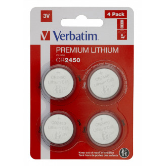 BATERIE VERBATIM, butoni (CR2450), 3V litiu, 4 buc., 