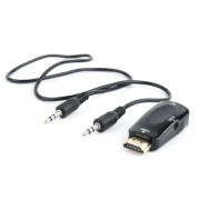 ADAPTOR video GEMBIRD, splitter HDMI (T) la VGA (M) + Jack 3.5mm (T), rezolutie maxima Full HD (1920 x 1080) la 60Hz, cablu audio 3.5 mm jack, black, 