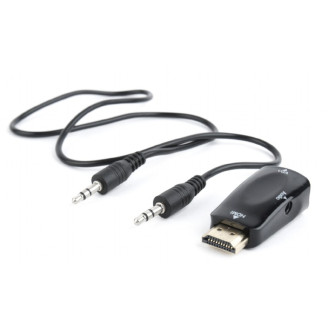 ADAPTOR video GEMBIRD, splitter HDMI (T) la VGA (M) + Jack 3.5mm (T), rezolutie maxima Full HD (1920 x 1080) la 60Hz, cablu audio 3.5 mm jack, black, 