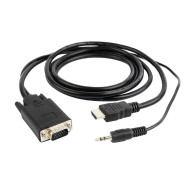 CABLU video GEMBIRD,splitter HDMI(T) la VGA(T)+Jack 3.5mm(T),1.8m,1920x1080 la 60Hz,converteste semnal digital HDMI in analog VGA+audio 3.5 mm jack,negru, 