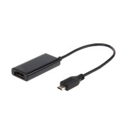 ADAPTOR video GEMBIRD, adaptor Micro-USB (T) la HDMI (M), 16cm, rezolutie maxima Full HD (1920 x 1080) la 60Hz, conecteaza smartphone cu mufa 5-pin MHL la TV, negru, 
