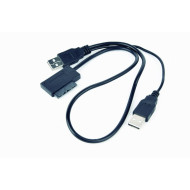 CABLU USB GEMBIRD adaptor, USB 2.0 (T) la slim S-ATA (T), 50cm, pt. SSD, DVD, cu USB suplimentar pt. extra power, negru, 