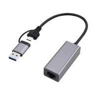 ADAPTOR RETEA GEMBIRD , extern, USB 3.1 Gen1 Type-C + USB-A combo, port RJ-45, 2500 Mbps, silver, 