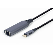 ADAPTOR RETEA GEMBIRD , extern, USB-C Type-C, port RJ-45, 1000 Mbps, cablu 0.15m, grey, ADAPTOR RETEA GEMBIRD , extern, USB-C Type-C, port RJ-45, 1000 Mbps, cablu 0.15m, grey,