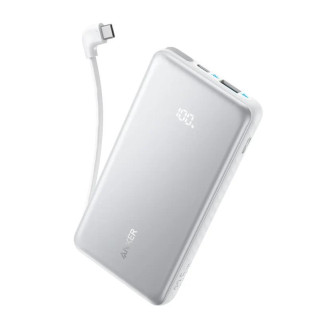 POWER BANK Anker 10.000 mAh, 22.5W Fast charge, 1 x USB-C, 1 x USB-A, afisaj electronic, cablu USB-C inclus, 229, alb, 