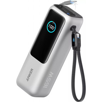 Power Bank Anker 25000 mAh. Porturi iesire USB A: 1, Numar porturi USB tip C: 1. Putere totala iesire: 165 W,  5 A,  argintiu 