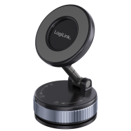 CAR HOLDER LOGILINK, magnetic, blocare prin rasucire si ventuza, 2 brate pliabile la 180 grade, rotire 360 grade, multi-suprafete, negru, 