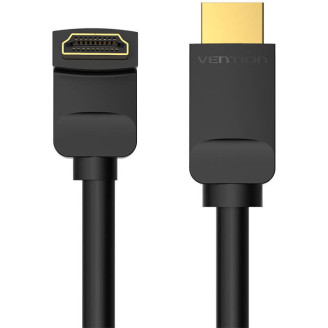 Cablu video Vention, HDMI(T) la HDMI(T), 1.5m, rezolutie maxima 4K la 60Hz, conectori auriti, cupru, unghi 270 grade, negru, 