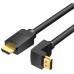 Cablu video Vention, HDMI(T) la HDMI(T), 1.5m, rezolutie maxima 4K la 60Hz, conectori auriti, cupru, unghi 270 grade, negru, 