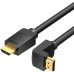 Cablu video Vention, HDMI(T) la HDMI(T), 2m, rezolutie maxima 4K la 60Hz, conectori auriti, cupru, unghi 270 grade, negru, 