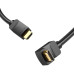 Cablu video Vention, HDMI(T) la HDMI(T), 2m, rezolutie maxima 4K la 60Hz, conectori auriti, cupru, unghi 270 grade, negru, 