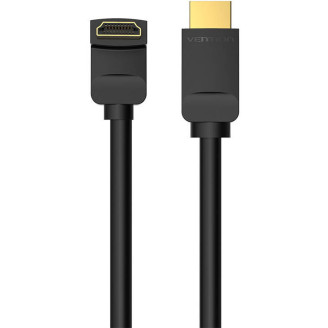 Cablu video Vention, HDMI(T) la HDMI(T), 2m, rezolutie maxima 4K la 60Hz, conectori auriti, cupru, unghi 270 grade, negru, 