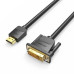 Cablu video Vention, HDMI (T) la DVI (T), 3m, rezolutie 4K la 60Hz, bidirectional, conectori auriti, negru, 