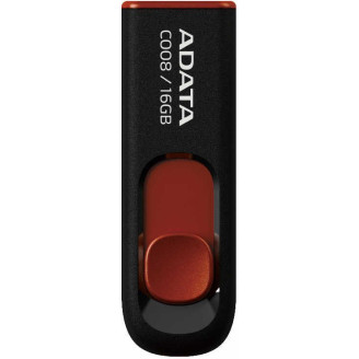 MEMORIE USB 2.0 ADATA 16 GB, retractabila, carcasa plastic, negru / rosu, 