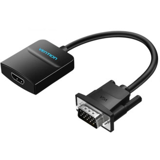 Convertor video Vention, VGA(T) la HDMI (M), 0.15m, rezolutie maxima 1080p la 60 Hz, nu, cupru, invelis PVC si ABS, negru, 