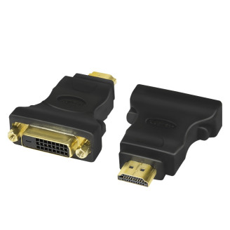 ADAPTOR video LOGILINK, HDMI (T) la DVI-D DL (M), conectori auriti, rezolutie maxima Full HD (1920 x 1080) la 60 Hz, negru, 