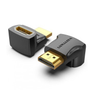 Adaptor video Vention, HDMI(T) la HDMI(M), rezolutie maxima 4K la 60Hz, conectori auriti, unghi 270 grade, invelis PVC, negru, Adaptor video Vention, HDMI(T) la HDMI(M), rezolutie maxima 4K la 60Hz, conectori auriti, unghi 270 grade, invelis PVC, negru,