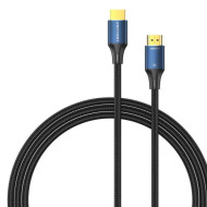 Cablu video Vention, HDMI(T) la HDMI(T), 1.5m, rezolutie maxima 8K la 60Hz/4K la 120Hz, conectori auriti, cupru/argint, bumbac braided, albastru, 