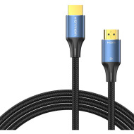 Cablu video Vention, HDMI(T) la HDMI(T), 2m, rezolutie maxima 8K la 60Hz/4K la 120Hz, conectori auriti, cupru/argint, bumbac braided, albastru, 