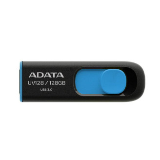 MEMORIE USB 3.2 ADATA AUV128 128GB, retractabila, carcasa plastic, negru / albastru, 