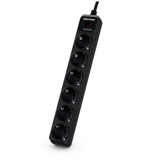 PRELUNGITOR CYBER POWER, Schuko x 6, conectare prin Schuko (T), cablu 1.8 m, 10 A, protectie supratensiune, negru, PRELUNGITOR CYBER POWER, Schuko x 6, conectare prin Schuko (T), cablu 1.8 m, 10 A, protectie supratensiune, negru,