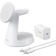 Stand cu incarcare wireless 3 in 1 Anker, MagGo 3-in-1, 15W, fast charge, pentru iPhone seriile 12-16. apple Watch si AirPods, cablu USB-C inclus, 1 x USB-C incarcare, alb, Stand cu incarcare wireless 3 in 1 Anker, MagGo 3-in-1, 15W, fast charge, pentru iPhone seriile 12-16. apple Watch si AirPods, cablu USB-C inclus, 1 x USB-C incarcare, alb,