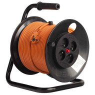 PRELUNGITOR Bachmann, Schuko x 4, conectare prin Schuko (T), cablu 50 m, 16 A, protectie copii | protectie termica, negru | portocaliu, 