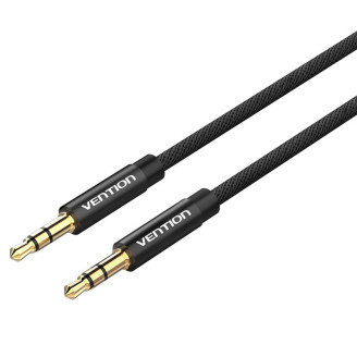 Cablu audio Vention, Jack 3.5mm (T) la Jack 3.5mm (T), 1m, conectori auriti, negru, Cablu audio Vention, Jack 3.5mm (T) la Jack 3.5mm (T), 1m, conectori auriti, negru,