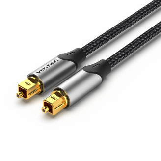 Cablu optic audio Vention, S/PDIF (T) la S/PDIF (T), 5.1 canale, 1.5m, conectori auriti, gri, Cablu optic audio Vention, S/PDIF (T) la S/PDIF (T), 5.1 canale, 1.5m, conectori auriti, gri,