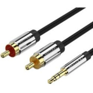 Cablu audio Vention, Jack (T)-RCA M 3.5mm, 3m, aluminiu, Camasa PVC, negru, 