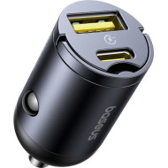 INCARCATOR auto Baseus Tiny Star, Quick Charge 30W, 1 x USB Type-C, 1 x USB, negru 