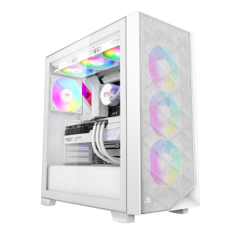 CARCASA PCCOOLER, Middle Tower, ATX, fara sursa, sticla securizata, 3 ventilatoare incluse, iluminare ARGB, alb, USB 3.2 gen 2 x 2, mic, audio, CARCASA PCCOOLER, Middle Tower, ATX, fara sursa, sticla securizata, 3 ventilatoare incluse, iluminare ARGB, alb, USB 3.2 gen 2 x 2, mic, audio,