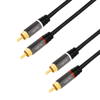 CABLU audio LOGILINK stereo (RCA T/T), 7.5m, conectori auriti, negru 