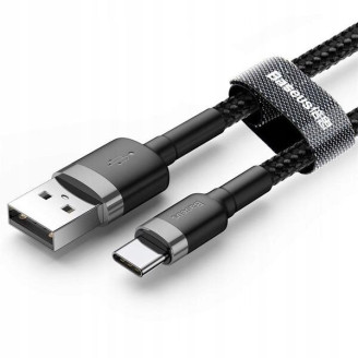 CABLU alimentare si date Baseus Cafule, Fast Charging Data Cable pt. smartphone, USB la USB Type-C 3A, 1m, gri + negru 