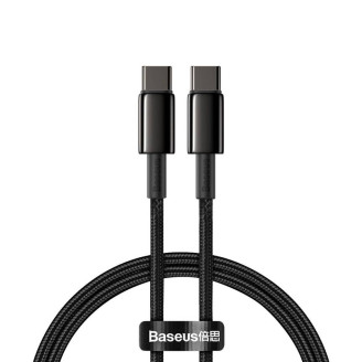 CABLU alimentare si date Baseus Tungsten Gold, Fast Charging Data Cable pt. smartphone, USB Type-C la USB Type-C 100W, braided, 1m, negru 