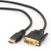 CABLU video GEMBIRD, adaptor HDMI (T) la DVI-D SL (T), 3m, conectori auriti, negru, 