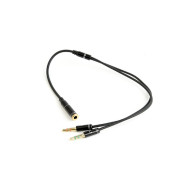 CABLU audio GEMBIRD Splitter stereo (2 x 3.5 mm jack T la 1 x 3.5 mm jack M), 20cm, metal, negru 