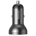 INCARCATOR AUTO Baseus Digital Display, 2 x USB Output 5V/4.8A, total output 24W, pt. bricheta auto, afisaj digital, gri 