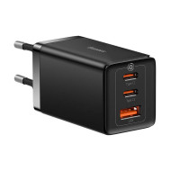 INCARCATOR RETEA Baseus GaN5 PRO, Quick Charge 65W, 2 x USB Type-C Output 5V/3A, 1 x USB, include cablu USB Type-C la USB Type-C 100W, 1m, negru 