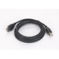 CABLU USB GEMBIRD prelungitor, USB 2.0 (T) la USB 2.0 (M), 3m, conectori auriti, negru, 