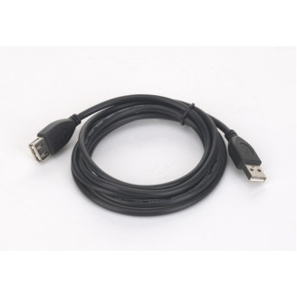 CABLU USB GEMBIRD prelungitor, USB 2.0 (T) la USB 2.0 (M), 1.8m, conectori auriti, negru, 