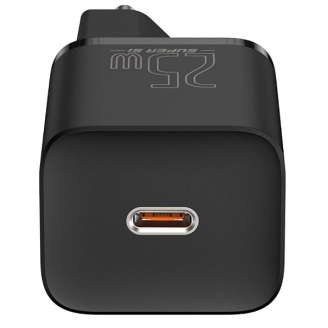 INCARCATOR retea Baseus Super Si, Quick Charge 25W, 1 x USB Type-C 5V/3A, negru INCARCATOR retea Baseus Super Si, Quick Charge 25W, 1 x USB Type-C 5V/3A, negru