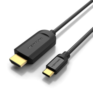 Cablu video Vention, USB Type-C(T) la HDMI(T), 2m, rezolutie maxima 4K la 30Hz, conectori auriti, cupru, invelis PVC, negru, 
