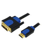 CABLU video LOGILINK, adaptor HDMI (T) la DVI-D SL (T), 2m, conectori auriti, Full HD+ (1920 x 1200) la 60 Hz, negru, 